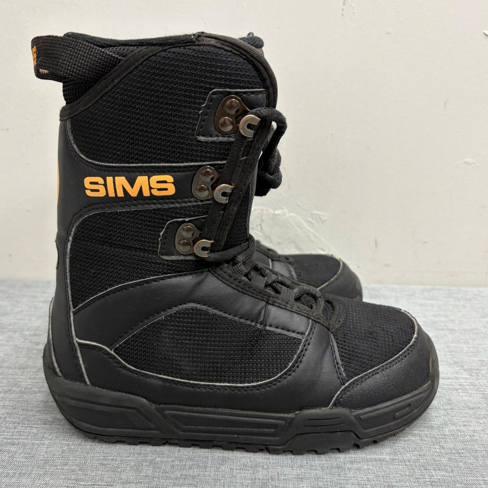 Sims Snowboard Boots Kids Size 4 Black Orange Lace Up Winter Sports V84